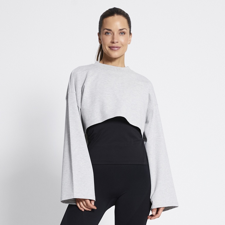 Cropped sweatshirt "Power Crew" Light greymelange